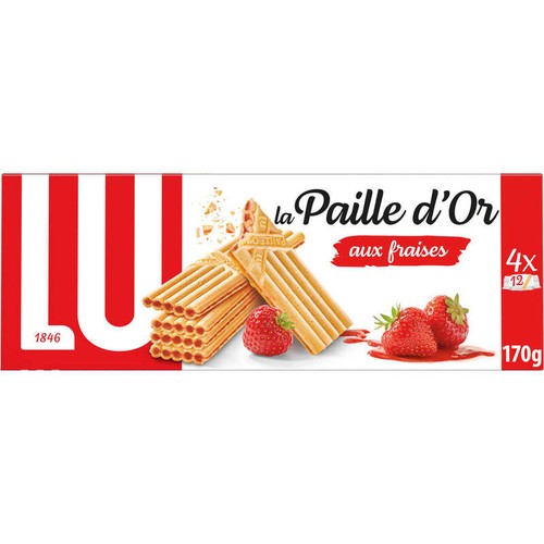 6月法國超市零食 Lu La paille d'or Strawberry