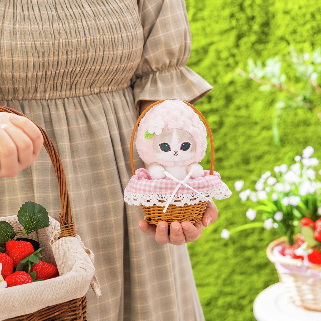 Japan｜ mofusand Merci Strawberry Plush Toy in basket