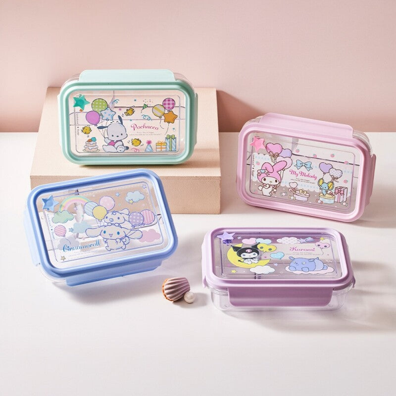 Schoolfit Sanrio Characters 3-Compartment Clear Lunch Box