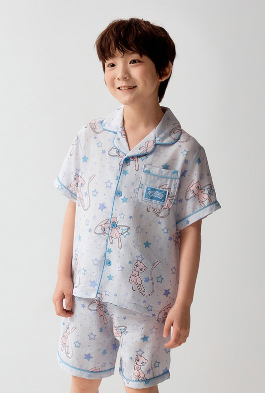 Korea｜ Kids Pokémon x Spao Shimmer Short Sleeve Pajama Set - Mew