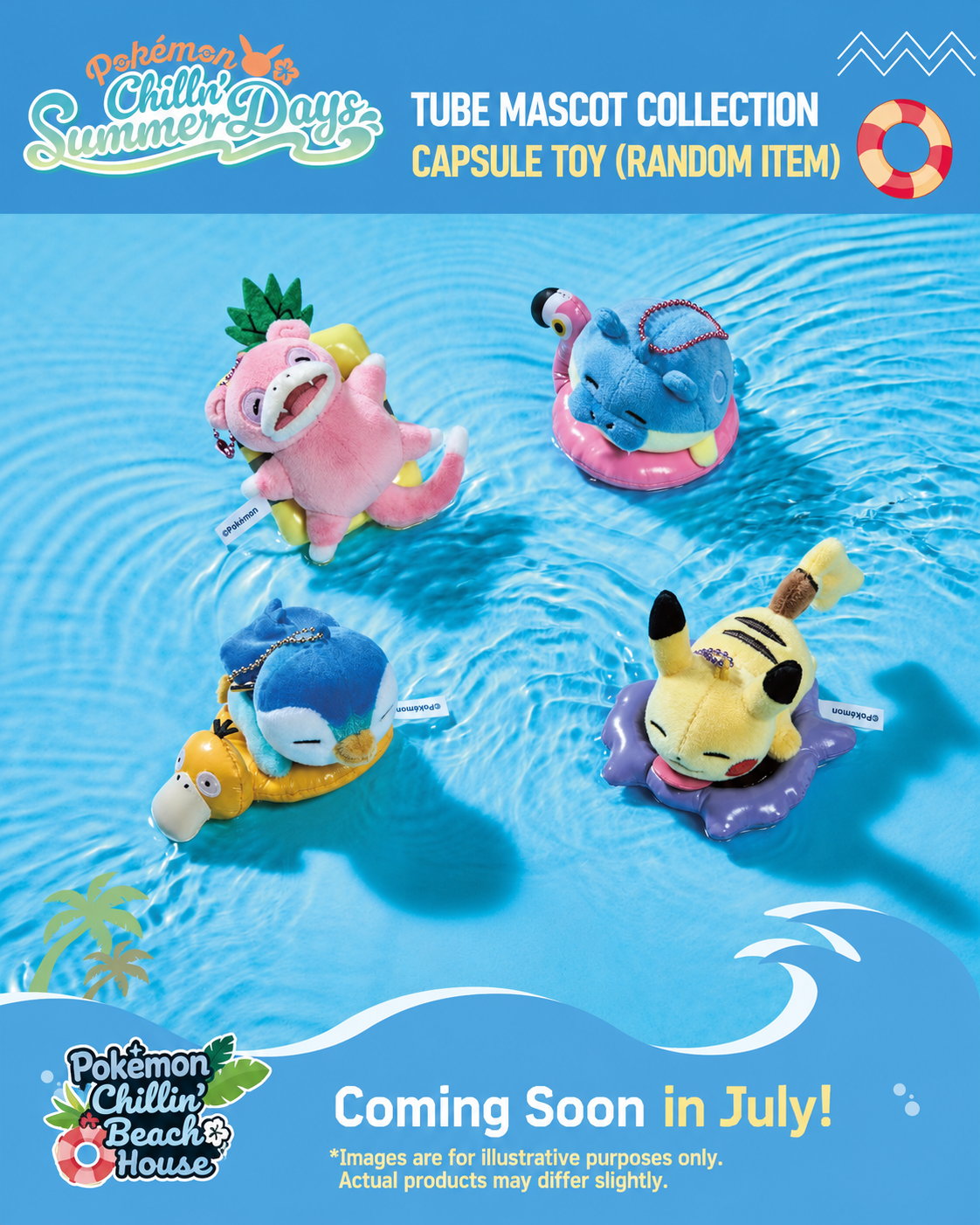 Korea Exclusive｜ Pokémon Chillin' Summer Days Tube Mascot Collection Capsule Toy