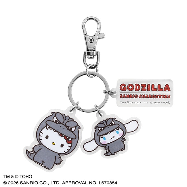 Godzilla x Sanrio Characters Triple Acrylic Keychain