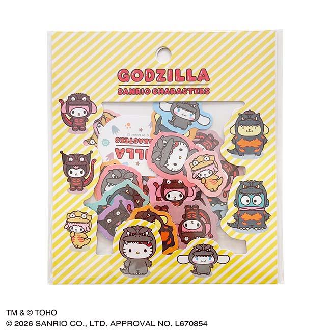 Godzilla x Sanrio Characters Flake Sticker Set