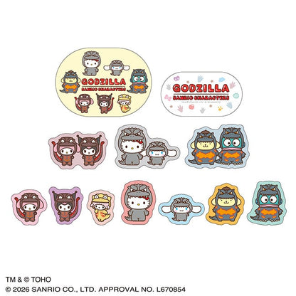 Godzilla x Sanrio Characters Flake Sticker Set