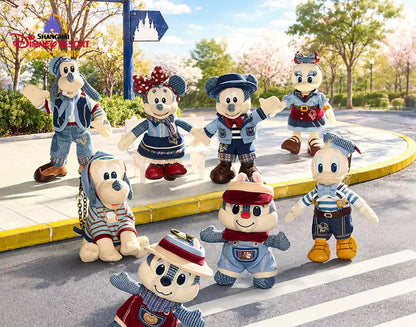 Shanghai Disney Resort｜Mickey and Friends Denim City Walk Plush Keychain