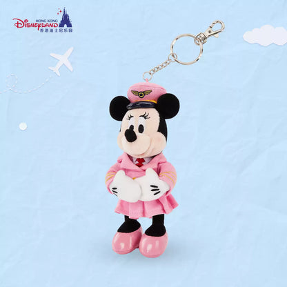 HKDL｜Mickey & Minnie Airline Crew Minnie Plush Keychain