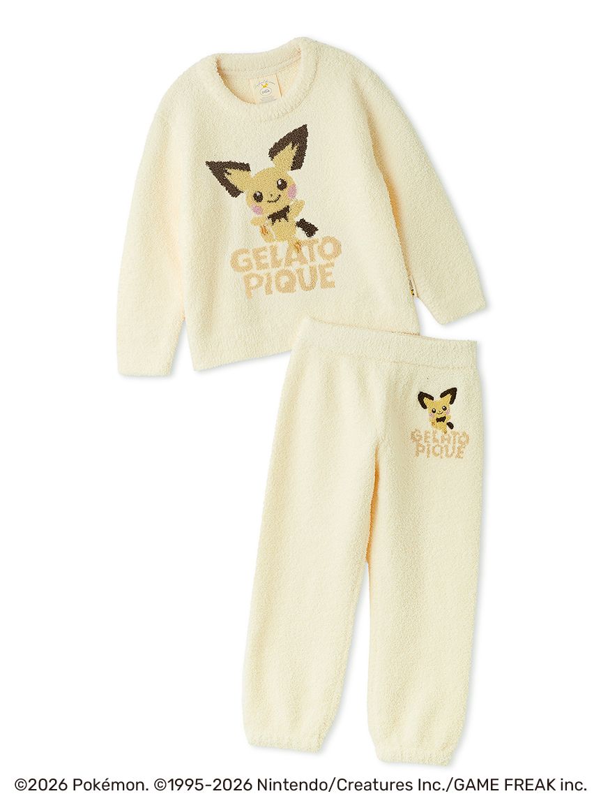 Japan｜ Pokémon x Gelato Pique Kids Pichu Baby Moco Jacquard Top & Long Pants Set - Size 110