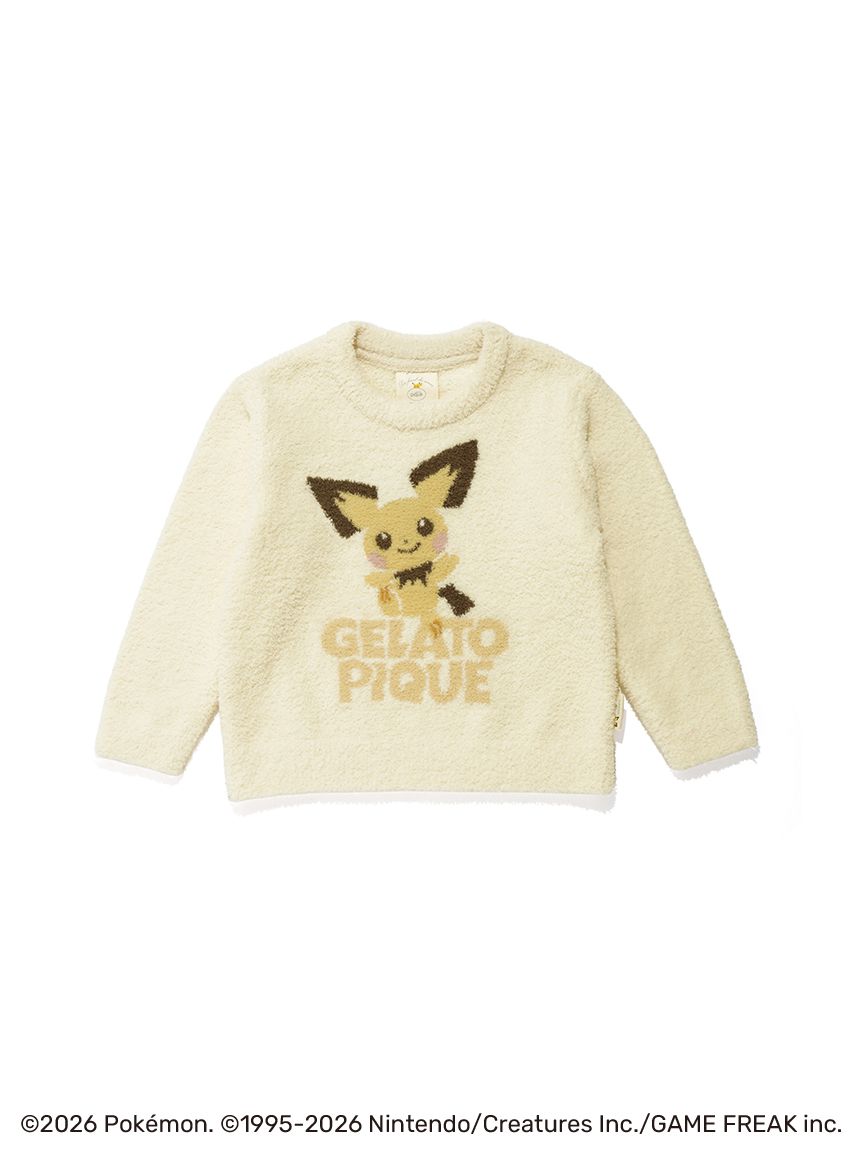 Japan｜ Pokémon x Gelato Pique Kids Pichu Baby Moco Jacquard Top & Long Pants Set - Size 110