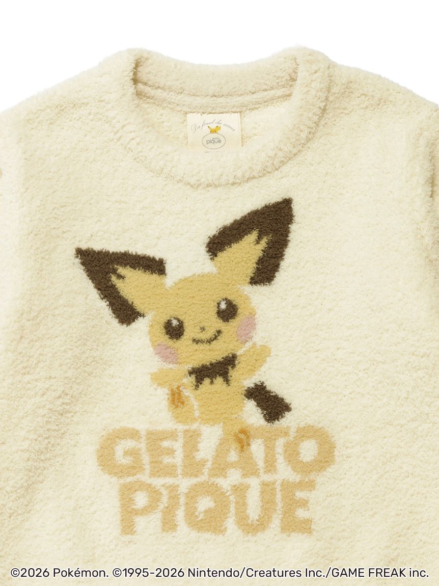 Japan｜ Pokémon x Gelato Pique Kids Pichu Baby Moco Jacquard Top & Long Pants Set - Size 110