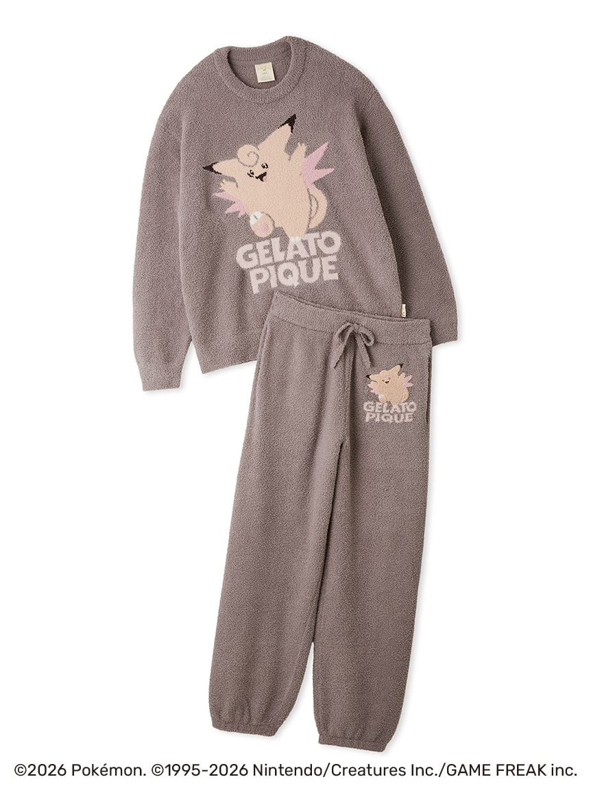Japan｜ Pokémon x GELATO PIQUE Men's Clefable Baby Moco Jacquard Pullover & Long Pants Set