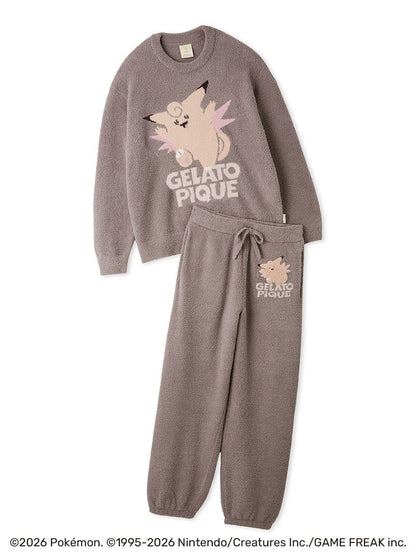 Japan｜ Pokémon x GELATO PIQUE Men's Clefable Baby Moco Jacquard Pullover & Long Pants Set
