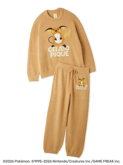 Japan｜ Pokémon x GELATO PIQUE Men's Raichu Baby Moco Jacquard Pullover & Long Pants Set