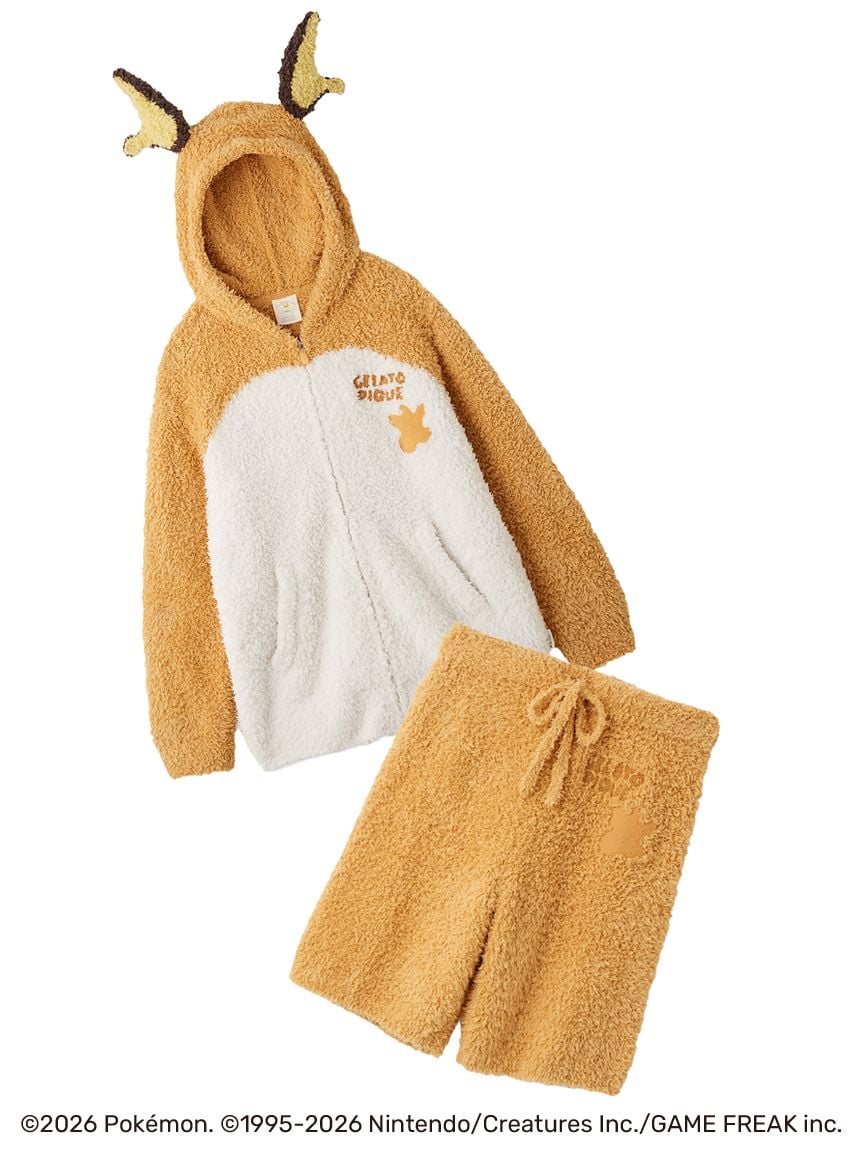 Japan｜ Pokémon x GELATO PIQUE Men's Raichu Gelato Hoodie & Half Pants Set