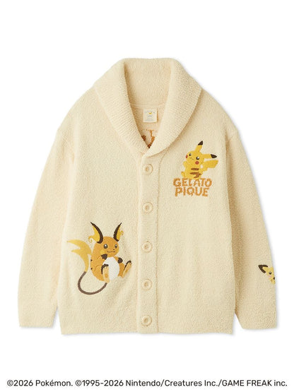 Japan｜ Pokémon x GELATO PIQUE Baby Moco Jacquard Shawl Cardigan – Yellow (S-M)