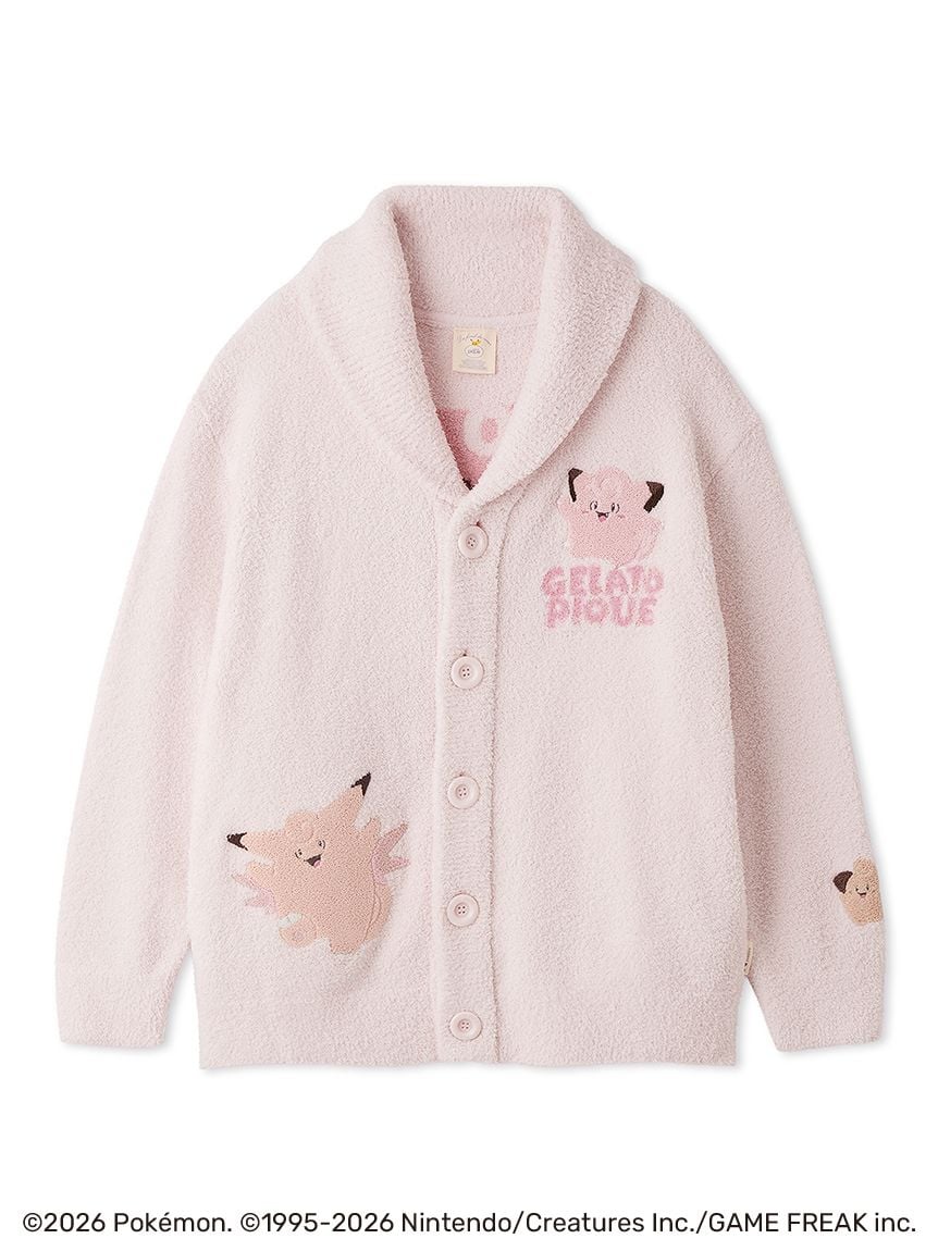 Japan｜ Pokémon x GELATO PIQUE Baby Moco Jacquard Shawl Cardigan – Pink (S-M)