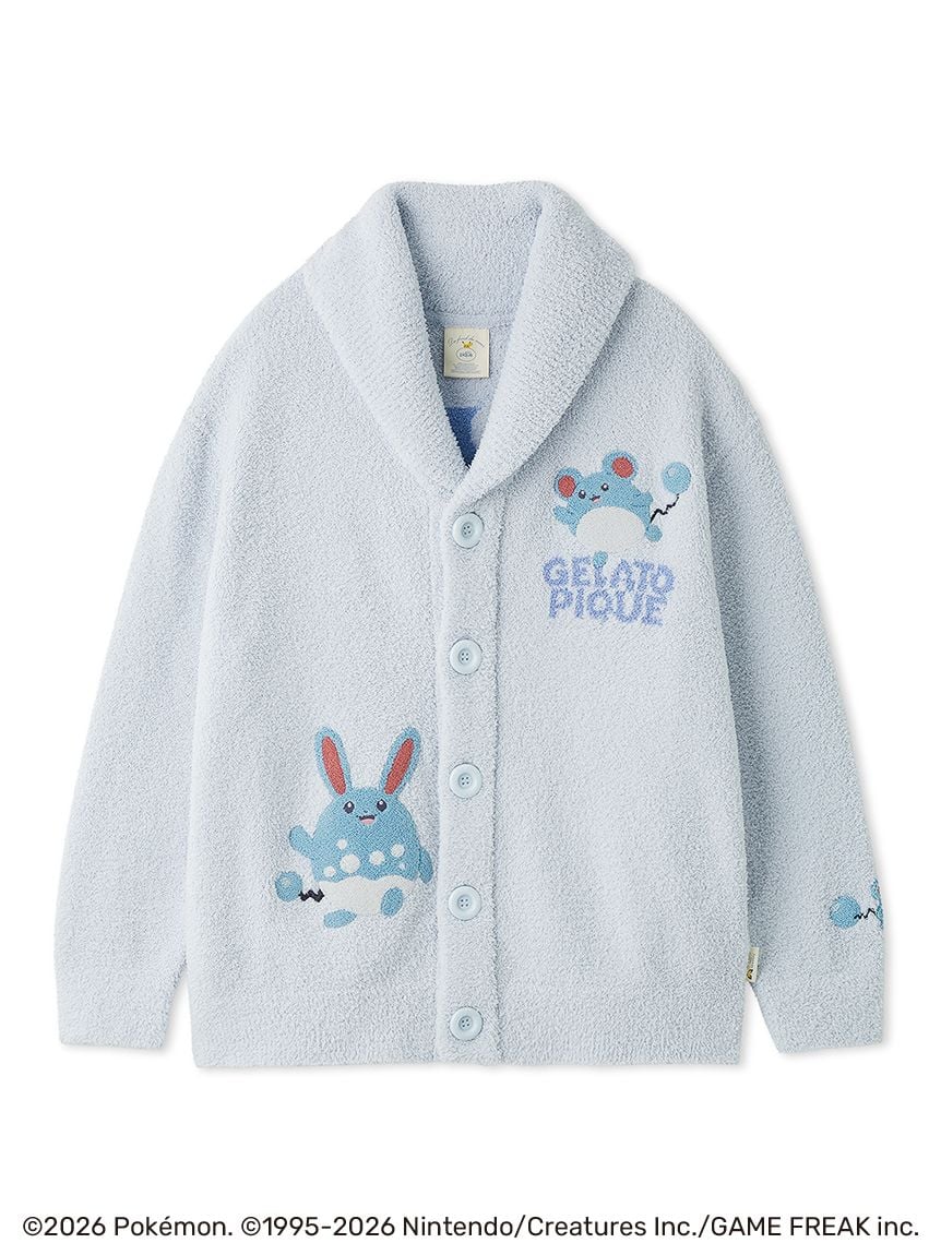 Japan｜ Pokémon x GELATO PIQUE Baby Moco Jacquard Shawl Cardigan – Blue (S-M)