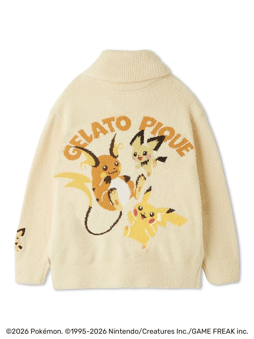 Japan｜ Pokémon x GELATO PIQUE Baby Moco Jacquard Shawl Cardigan – Yellow (S-M)