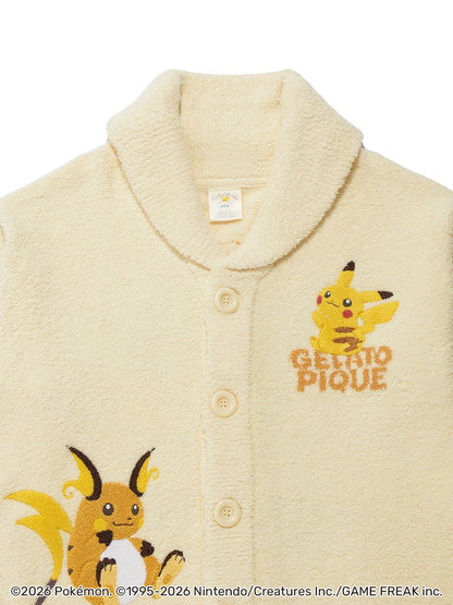 Japan｜ Pokémon x GELATO PIQUE Baby Moco Jacquard Shawl Cardigan – Yellow (S-M)