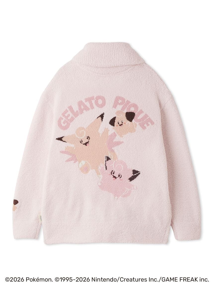 Japan｜ Pokémon x GELATO PIQUE Baby Moco Jacquard Shawl Cardigan – Pink (S-M)