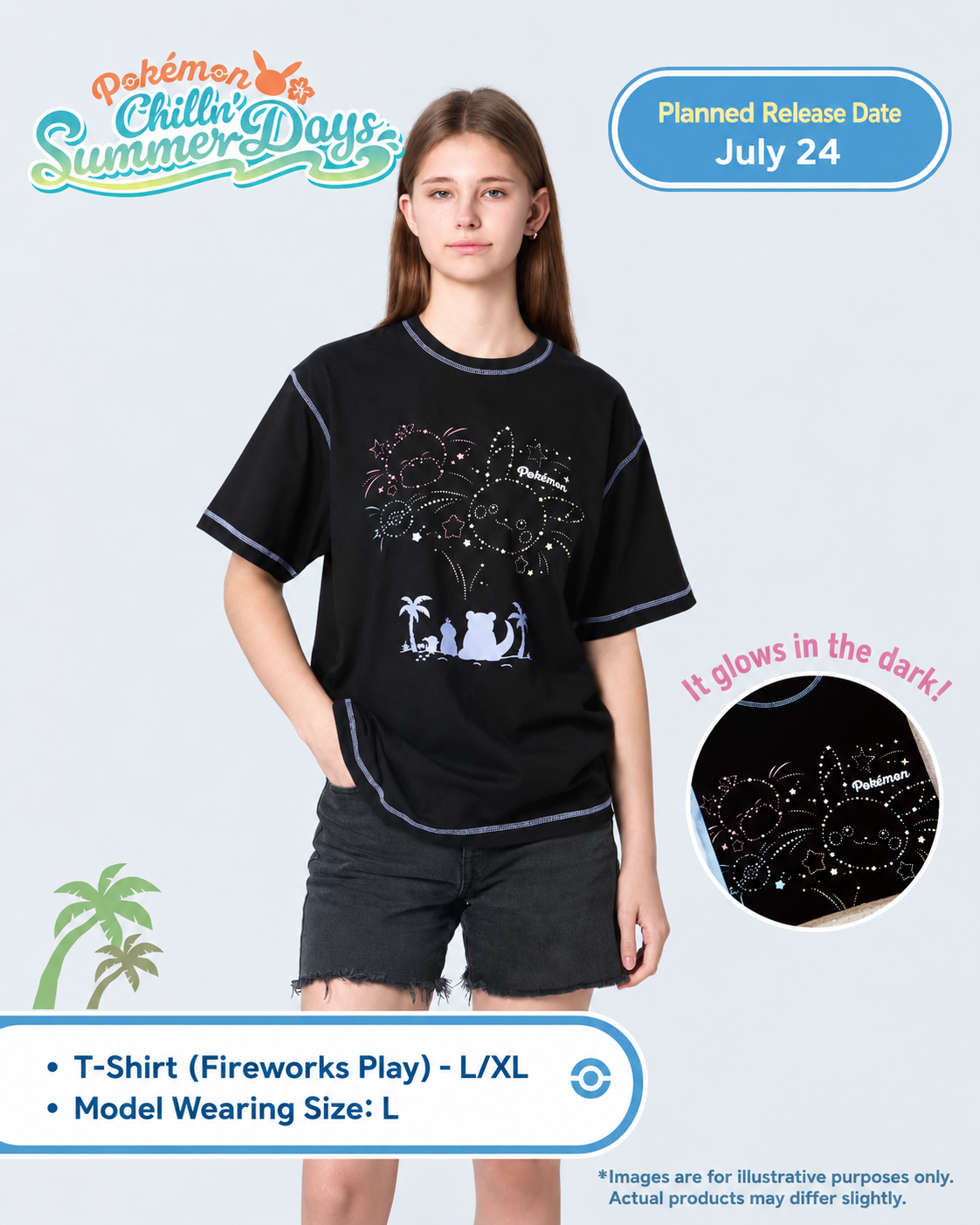 Pokémon Chillin’ Summer Days Glow-in-the-Dark T-Shirt
