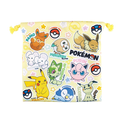 Japan｜ Pokémon Flat Drawstring Pouch Stickers Pop