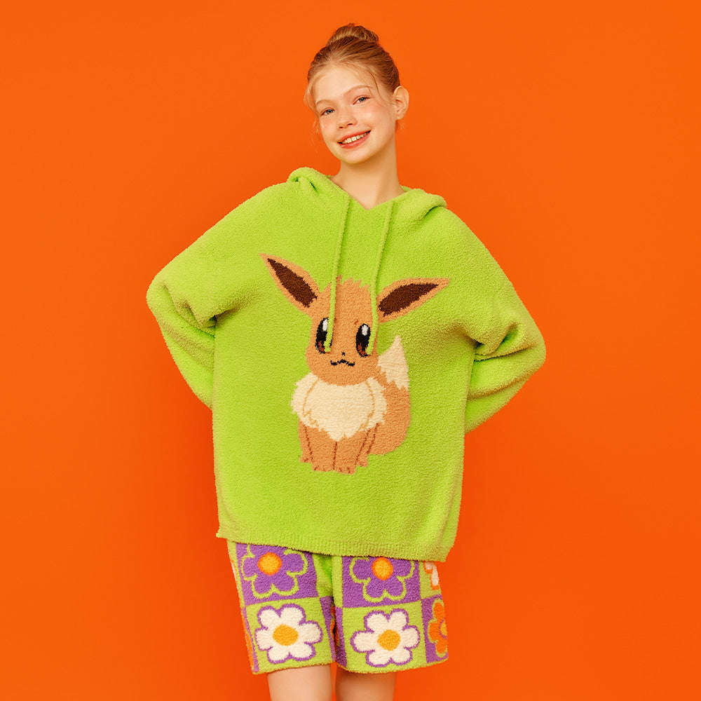 Korea Exclusive｜Pokémon x Wiggle Wiggle Eevee Special Edition Hooded Pajama Set