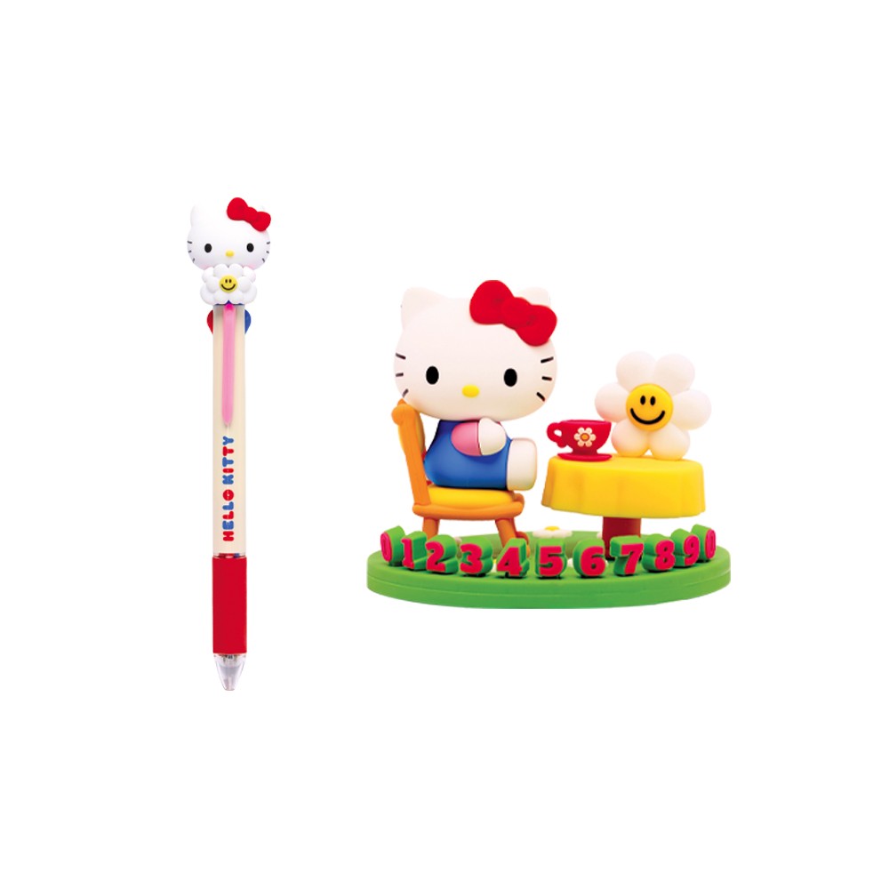 Hello Kitty & Wiggle Wiggle Figure 4-Color Ballpoint Pen - Hello Kitty & Smile We Love