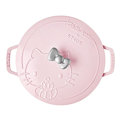 TAIWAN｜ STAUB x Hello Kitty Pink Cheese Dream Embossed Enamel Cast Iron Wok 24cm (Classic Kitty)