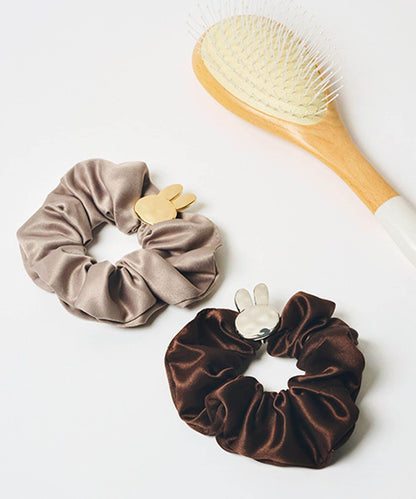 Japan｜ Dick Bruna Plate Charm Scrunchie - Gold x Greige