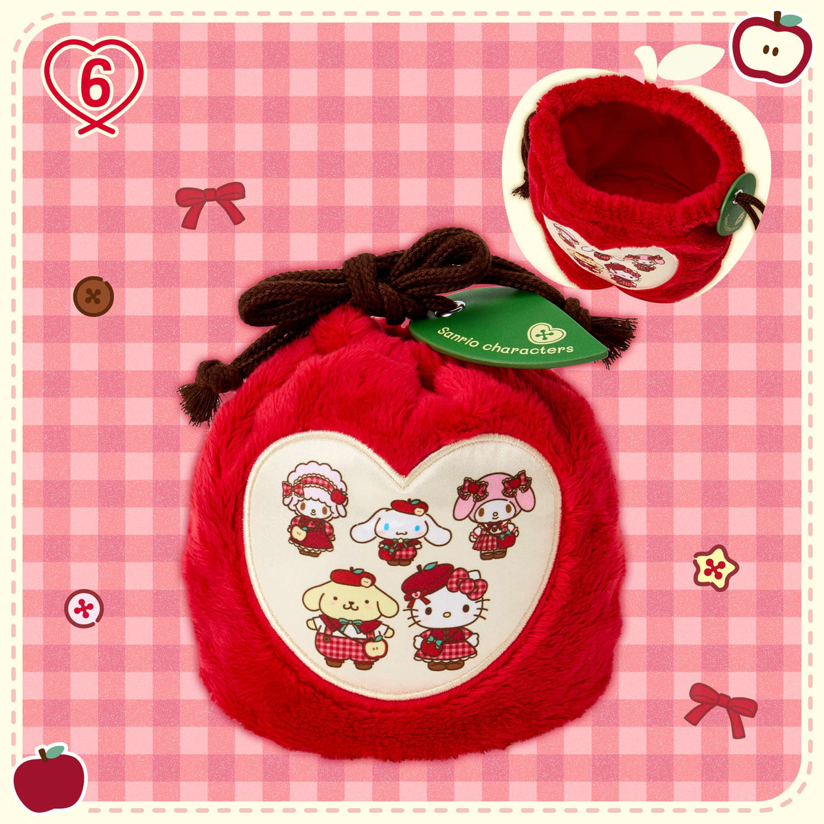 Sanrio Characters Autumn Apple Drawstring Pouch