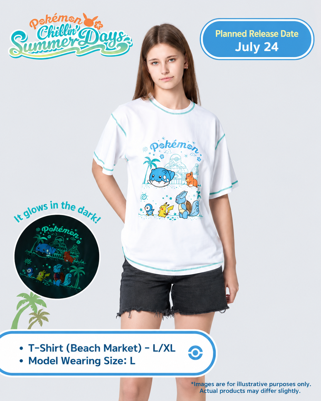 Pokémon Chillin’ Summer Days Glow-in-the-Dark T-Shirt