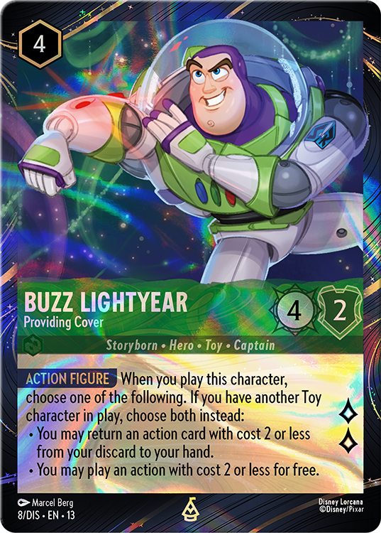 Disney Lorcana Buzz Lightyear – Providing Cover Hong Kong Disneyland Promo Card